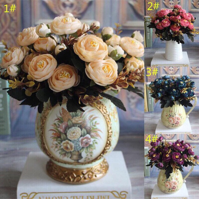 Cành 6 bông hồng trà châu âu,trang trí,điểm siêu đẹp