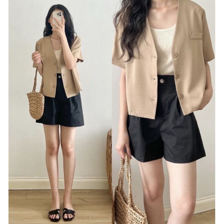 Áo blazer dáng ngắn siêu xinh phong cách tiểu thư mới