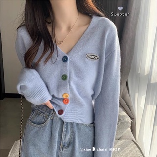 Áo Cardigan Len SIMPCHIC Cổ V Dáng Croptop Cúc Nhiều Màu Sắc 2022