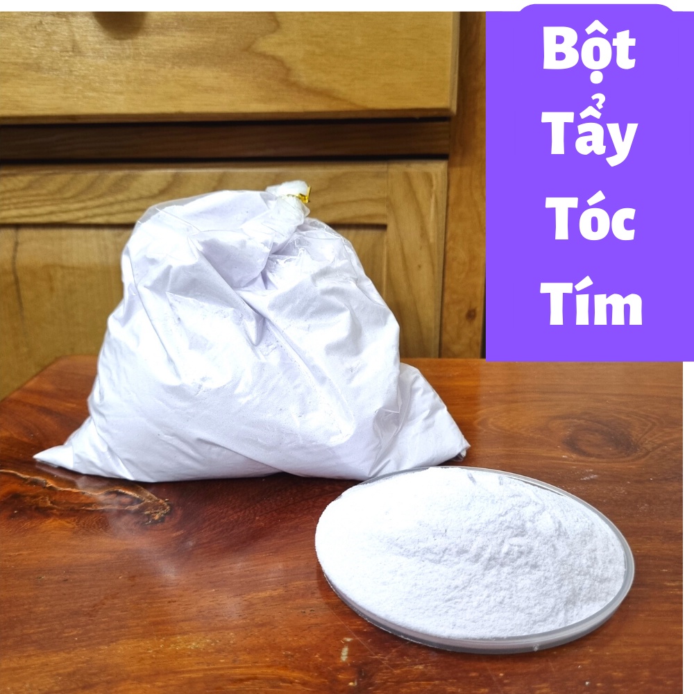 Bột tẩy tóc cao cấp tím , tẩy không xót da đầu , tóc không bị khô xơ , tẩy 1 lần lên tone 9 10 , 500gr - 100gr
