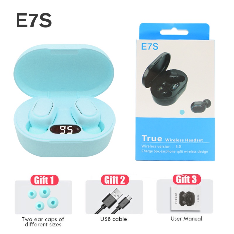 Tai Nghe Bluetooth 5.0 Không Dây E7S E6S TWS Giảm Tiếng Ồn Kèm Hộp Đựng