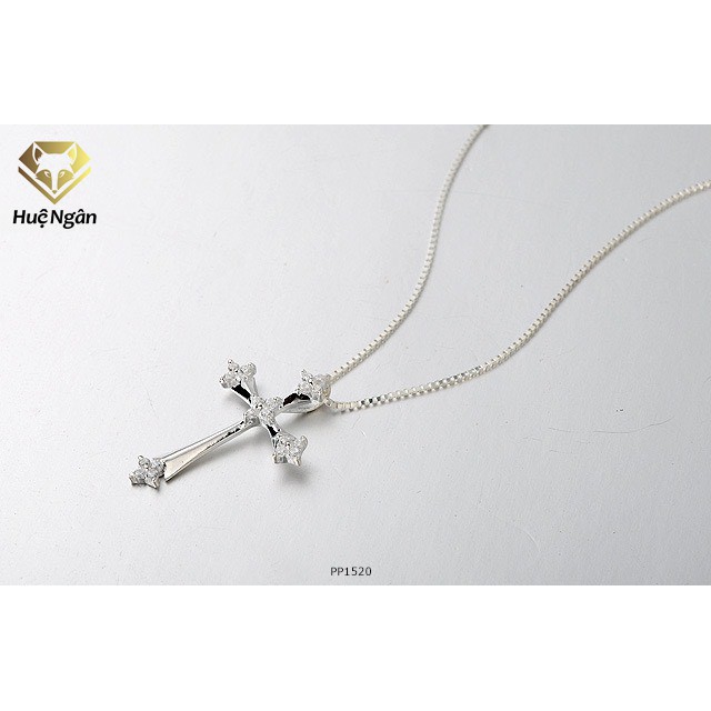 Dây chuyền bạc Ý Bạc xinh Huệ Ngân - Hình thánh giá  đính đá PP1520