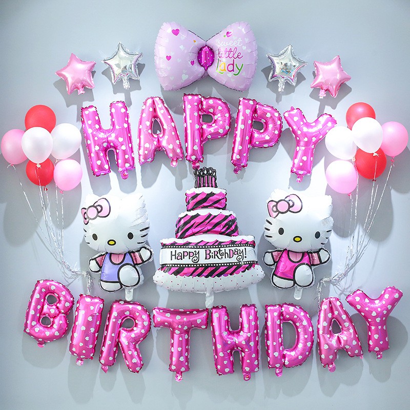 Bộ chữ sinh nhật kitty+ tặng kèm nến chữ cắm bánh sinh nhật cho bé