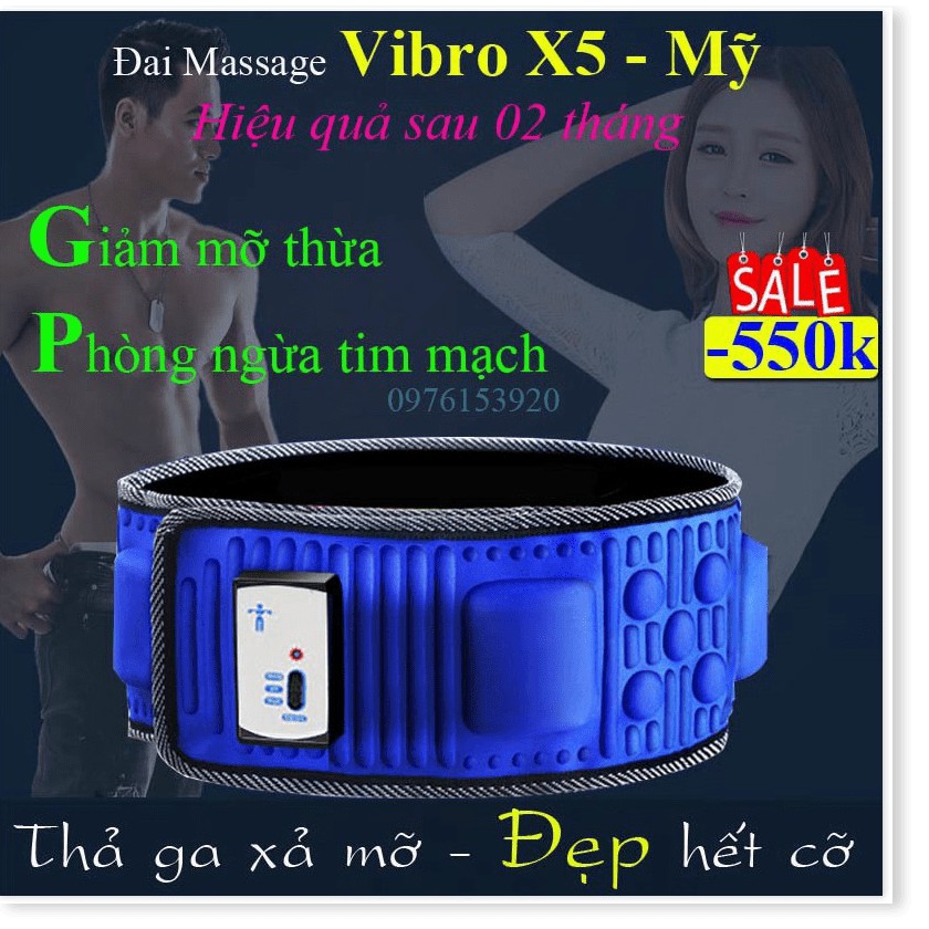 Đai Massage Rung Nóng Tan Mỡ-Giảm Béo Vibor X5 Cao Cấp Chính Hãng-Mỹ, Máy rung nóng tan mỡ giảm béo tại nhà