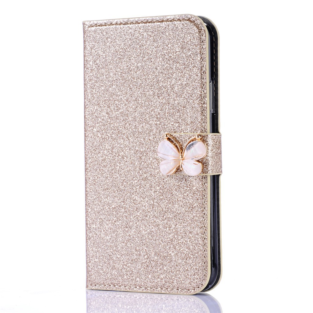 Bao da kim tuyến đính bươm bướm trang trí cho iPhone 7 8 Plus | BigBuy360 - bigbuy360.vn