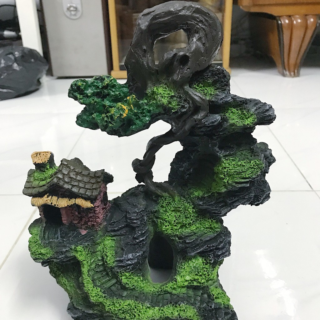 CẢNH NÚI TRANG TRÍ HỒ CÁ NON BỘ DÀI 18CM RỘNG 12CM CAO 24CM