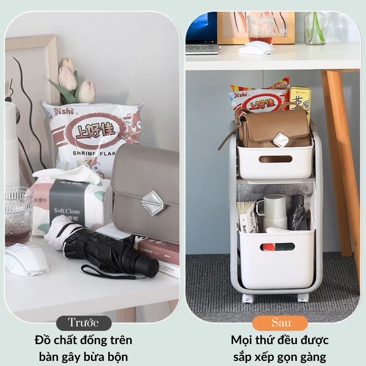 Kệ trượt đa năng Hokori Việt Nhật (5588) - Kệ đựng đồ đa năng ngăn kéo có bánh xe tiện lợi Br 01654