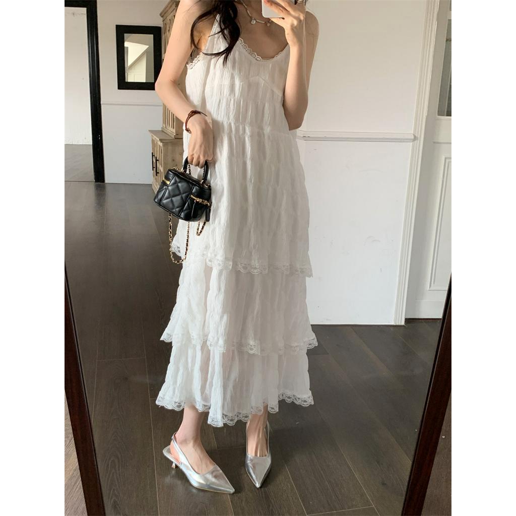 63037 Váy Ren Hai Dây Phong Cách Mới