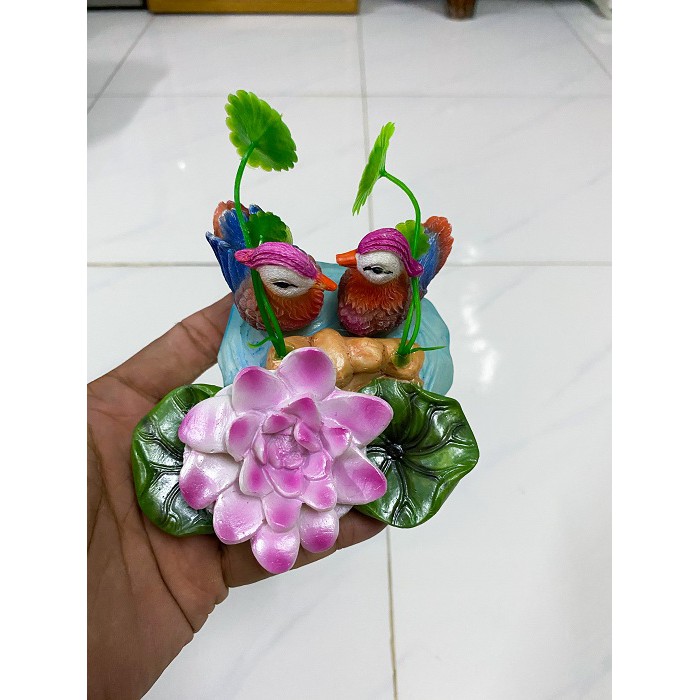 CẢNH BÔNG SEN TRANG TRÍ HỒ CÁ NON BỘ 11X9X6CM