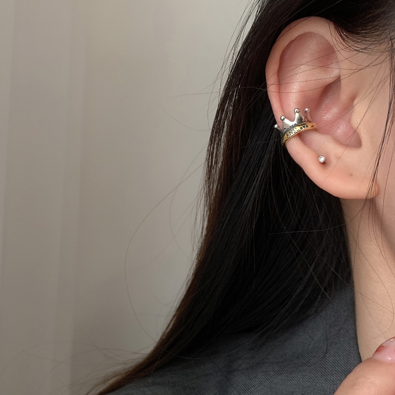 Bông tai Kẹp Tai của Phụ nữ Vương miện sang trọng Không xỏ lỗ Kẹp tai