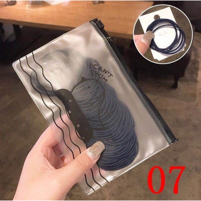 Ahellogirl Set 100 dây buộc tóc đàn hồi thời trang cho nữ