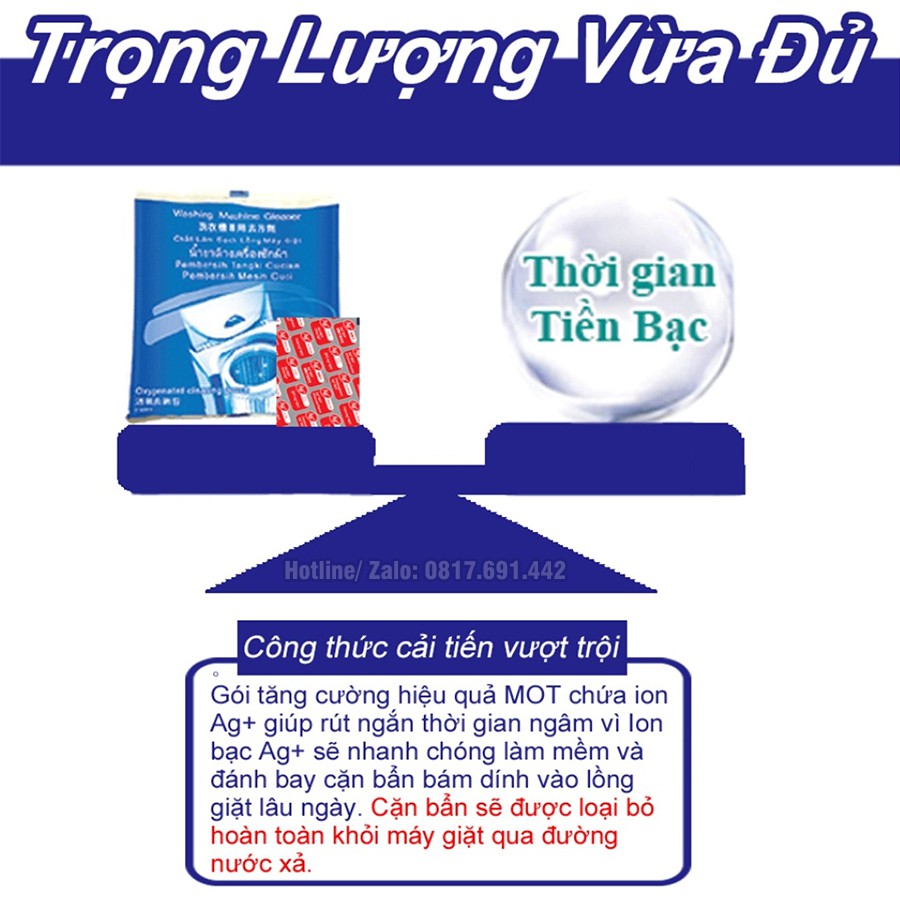 Chất Vệ Sinh Máy Giặt Cửa Ngang, Vệ Sinh Máy Giặt Cửa Trên, Tẩy Lồng Máy Giặt Ion Bạc Kháng Khuẩn 300g