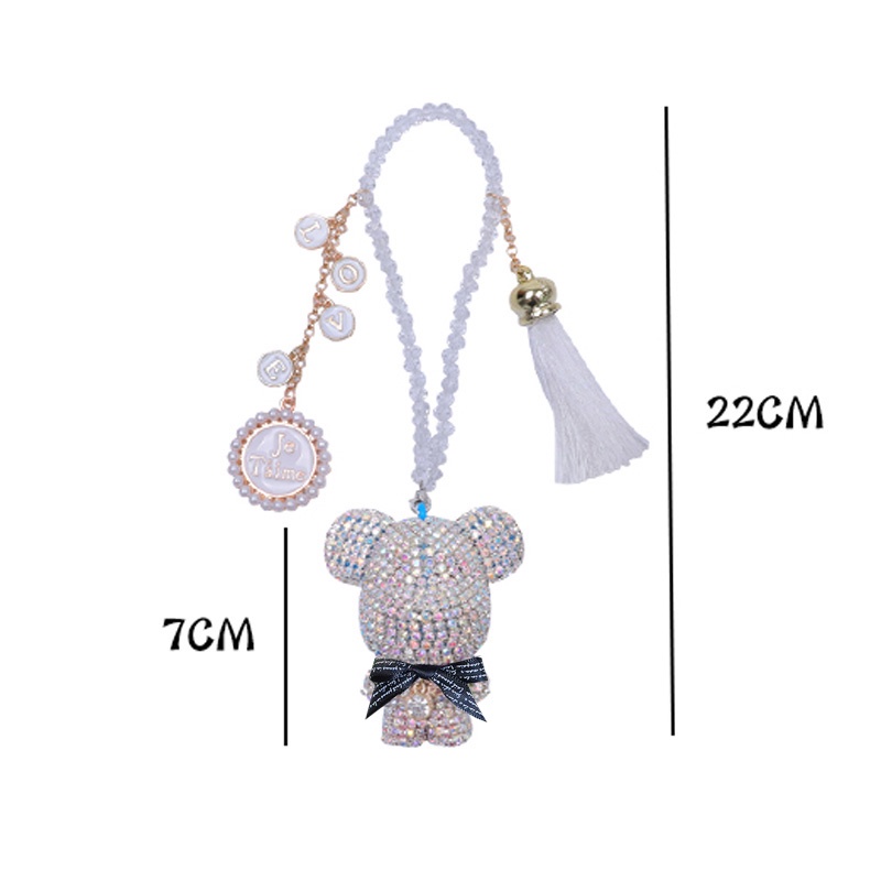 Phụ Kiện Gắn Gương Chiếu Hậu Trang Trí Xe Ô tô Hình Gấu Đính Đá Pha Lê Cao Cấp