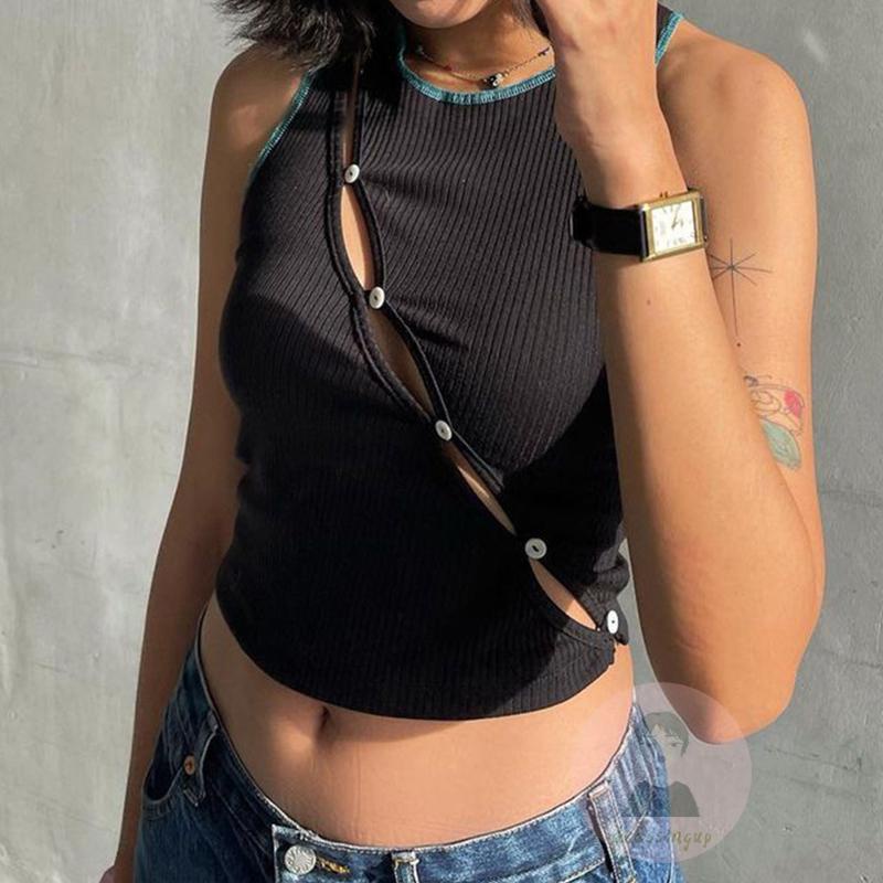 Áo Tank Top Cổ Tròn Màu Sắc Tương Phản Thời Trang Mùa Hè Dành Cho Nữ Size S / M / L