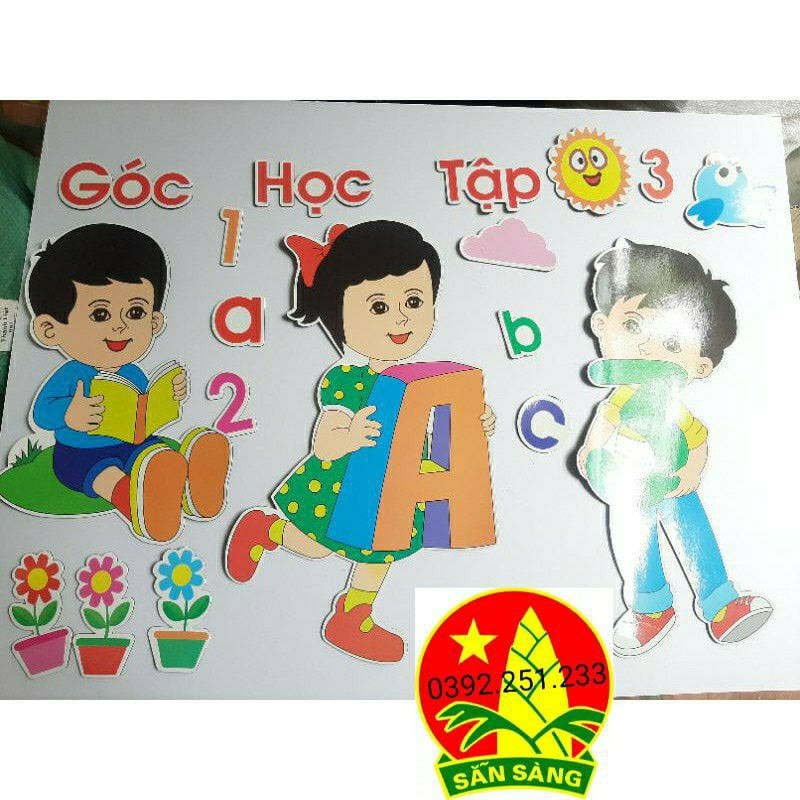 Tranh Góc Mầm Non 9 Chủ đề Góc Thư Viện học tập khám phá.. [Xốp đẹp + Tặng Keo]