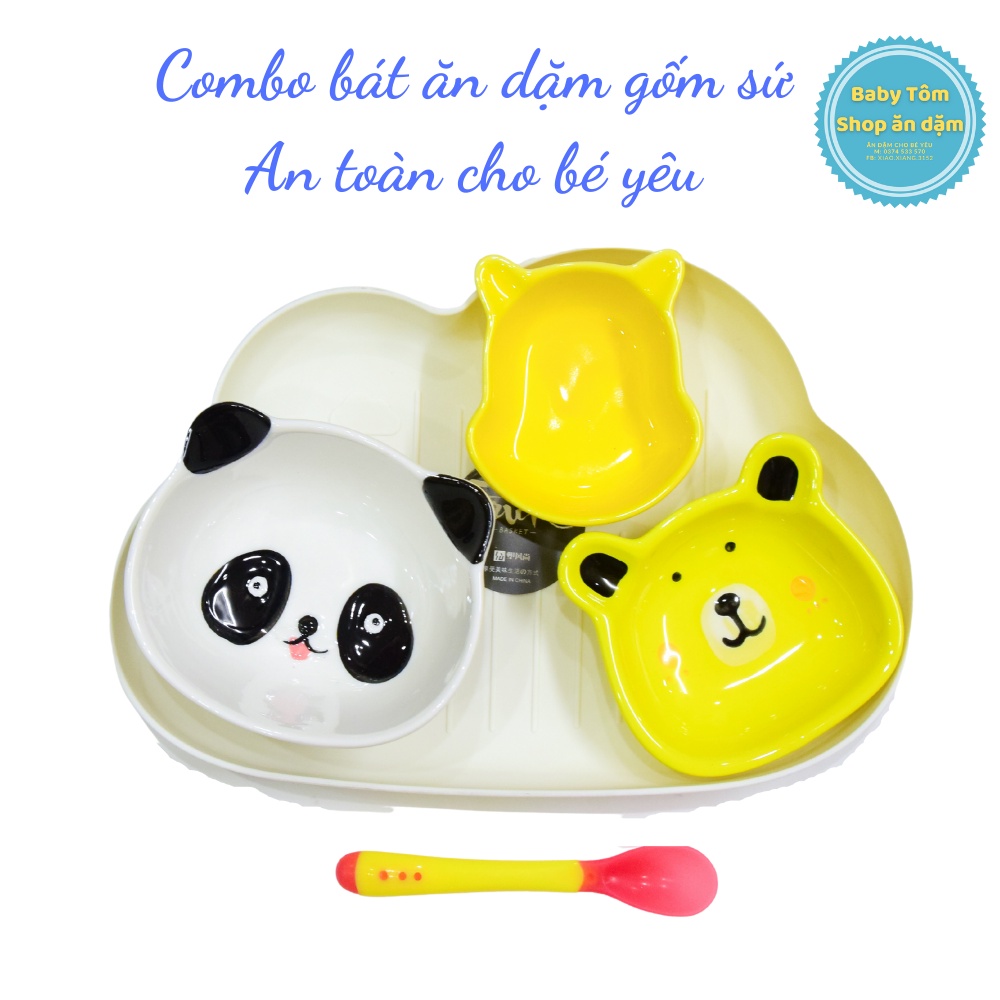 Bát ăn dặm gốm sứ hình Gấu ngộ nghĩnh 90ml NPP Baby Tôm