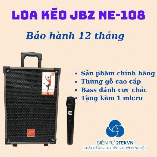 [Sỉ loa kéo] Loa kéo karaoke di động JBZ 108 THÙNG GỖ kèm 1 micro không dây-BH 6 THÁNG