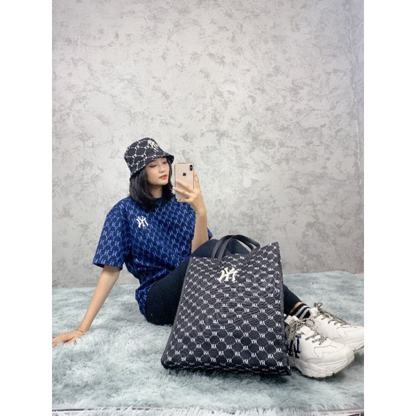 Túi vải MLB NY MONOGRAM TOTE BAG BLACK