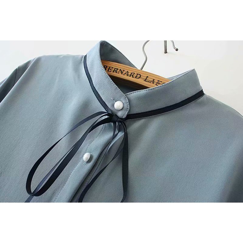 ÁO SƠ MI CHIFFON PHONG CÁCH TÂY ÂU CỘT NƠ CỔ ÁO 65-95KG - A134