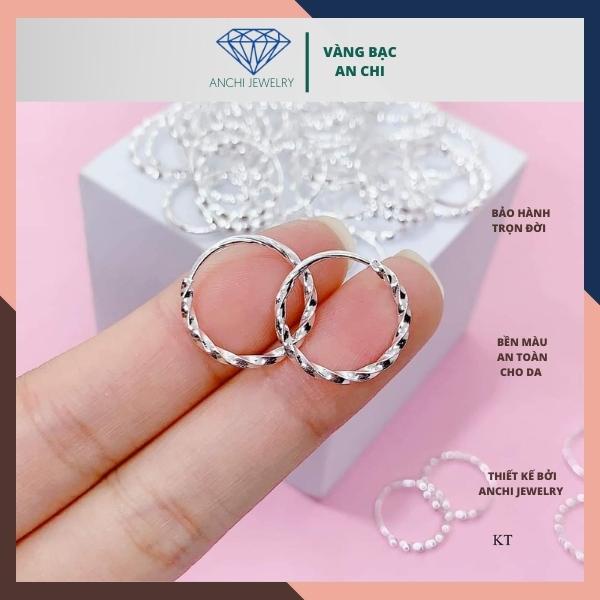 Khuyên tròn xoắn chuẩn bạc ta không đen xỉn - Anchi jewelry