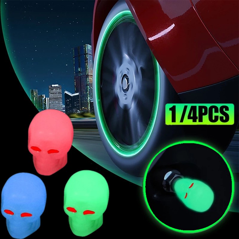 Vỏ Bọc Van Bánh Xe Hơi Hình Đầu Lâu Phát Sáng Độc Đáo