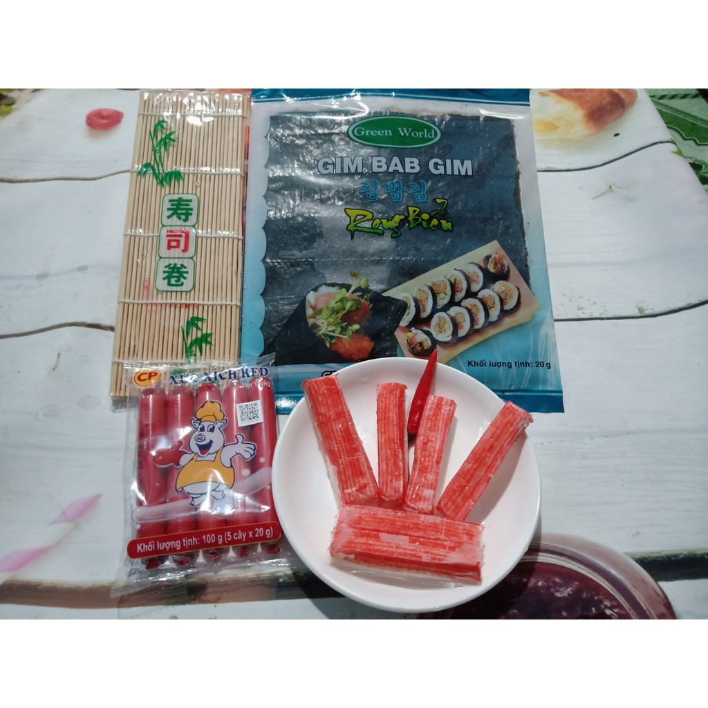 COMBO RONG BIỂN CUỘN GIMBAB+MÀNH TRE+THANH CUA+XÚC XÍCH