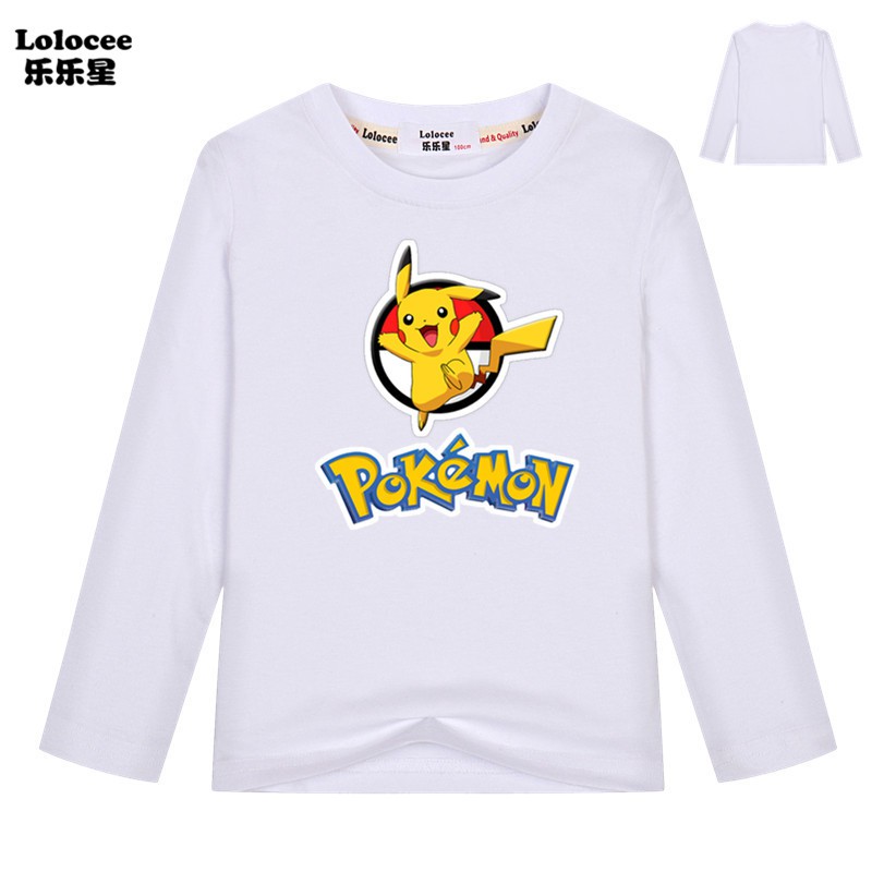 POKEMON Áo Thun Tay Dài Hình Pikachu 3d Cho Bé Trai