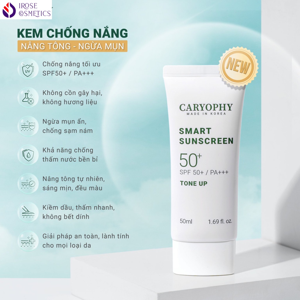 Kem chống nắng giảm mụn Caryophy Smart Sunscreen 5ml và 50ml IROSE-CARYKCN