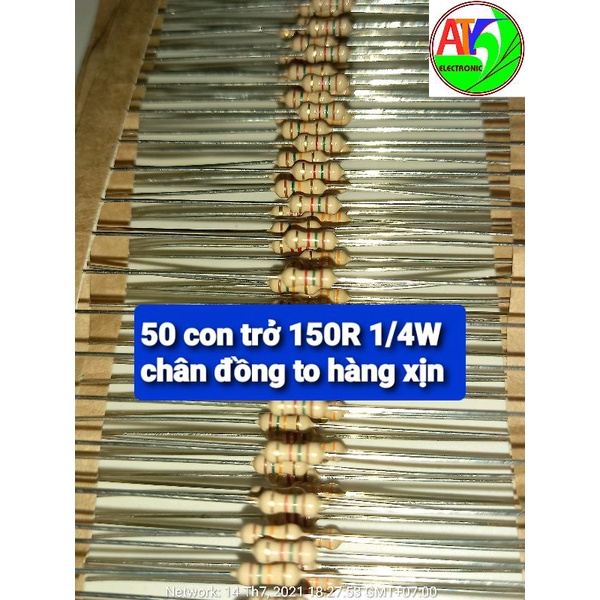 50 điện trở 150R 150ohm 1/4W xịn