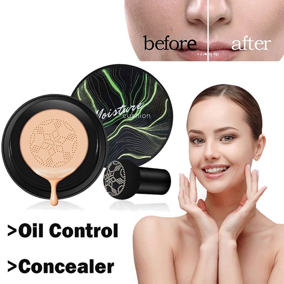 Phấn Nước Air Cushion BB CC Cream Che Khuyết Điểm Làm Trắng Và Đều Màu Da Với Mút Tán Hình Đầu Nấm Tiện Dụng
