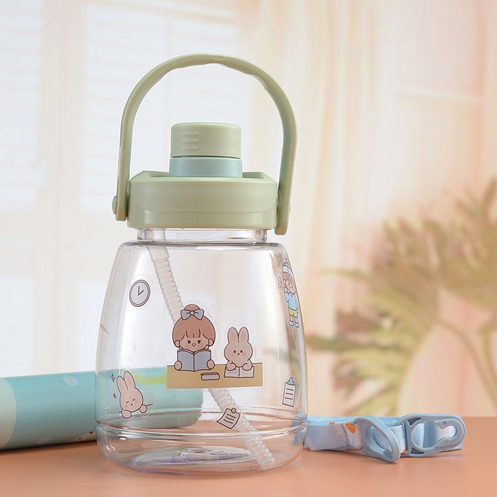 Bình Nước Nắp Lật Chống Rò Rỉ Hình Gấu Màu Xanh Dương Phong Cách Thể Thao