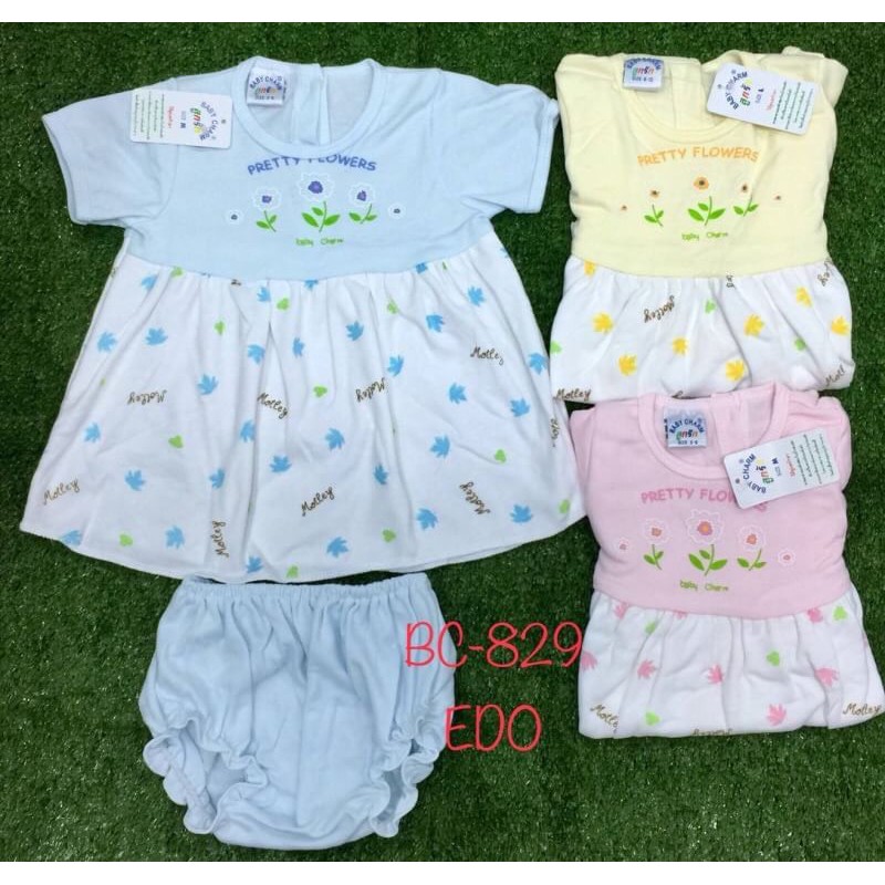 Áo đầm thun cotton cho bé từ 0 đến 12 tháng hàng Thailand BaBy Charm