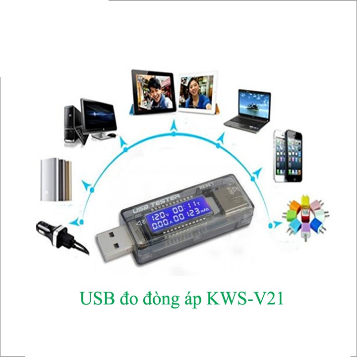 Thiết bị test pin sạc, củ sạc, đo dòng điện, check dung lượng pin KWS-V21 DL TECH