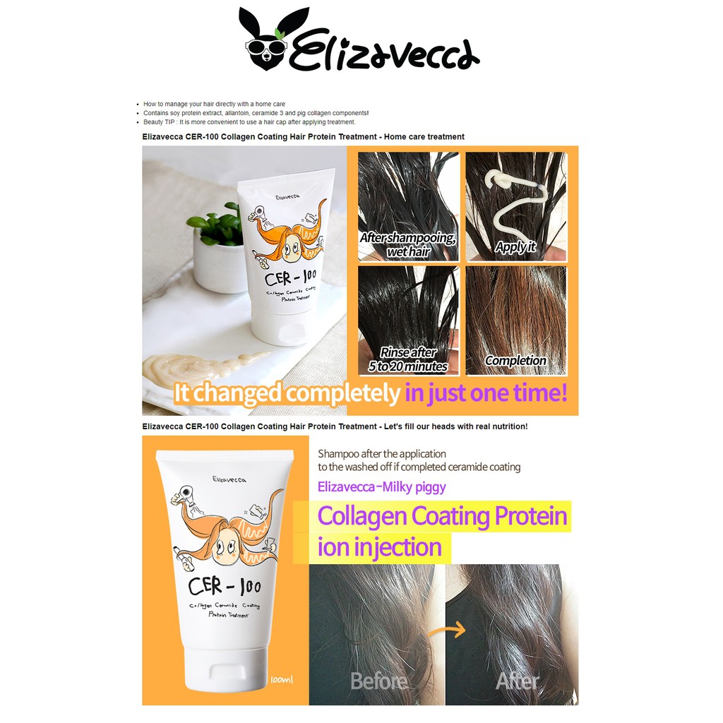 Gói Dưỡng Tóc Elizavecca Protein Collagen 100ml