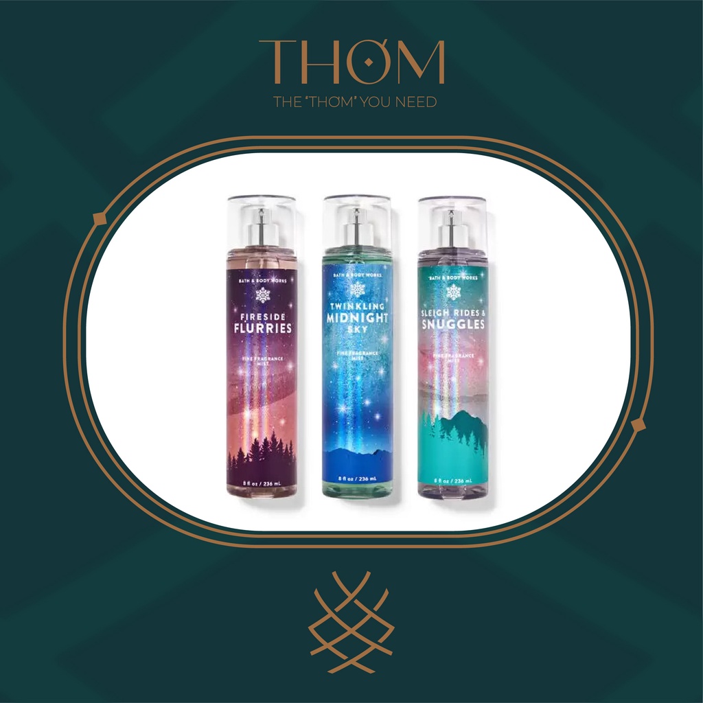 Xịt Thơm Toàn Thân Bath &amp; Body Works FIRESIDE FLURRIES | TWINKLING MIDNIGHT SKY | SLEIGH RIDES &amp; SNUGGLES
