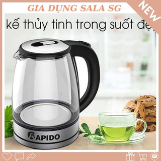 Ấm siêu tốc thủy tinh rapido rk1818, bình đun nước siêu tốc kaw, dung tích từ 1,8l - 2l