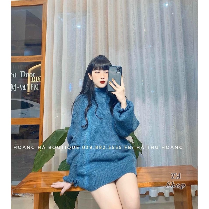 Áo len nhung tay chun bèo Quảng Châu