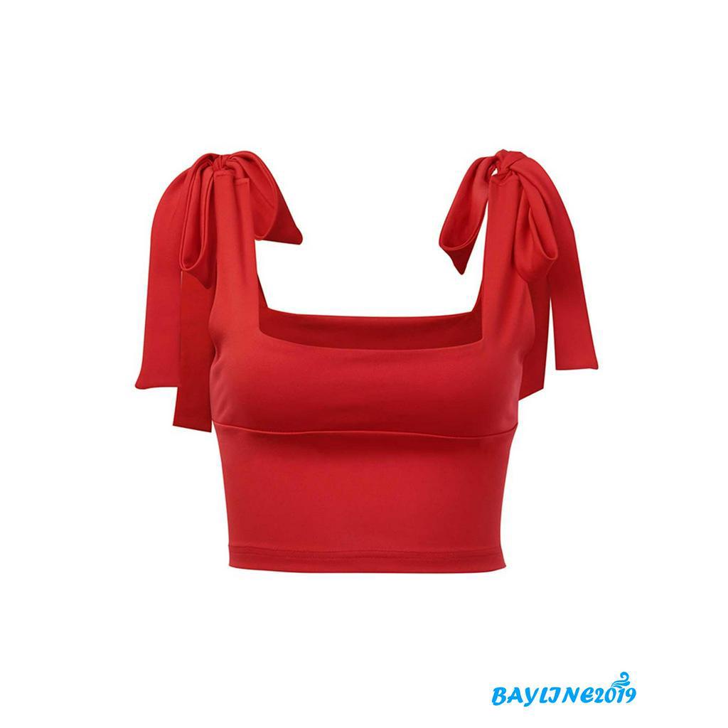 Áo Croptop Hai Dây Thắt Nơ Hở Lưng Quyến Rũ Dành Cho Nữ