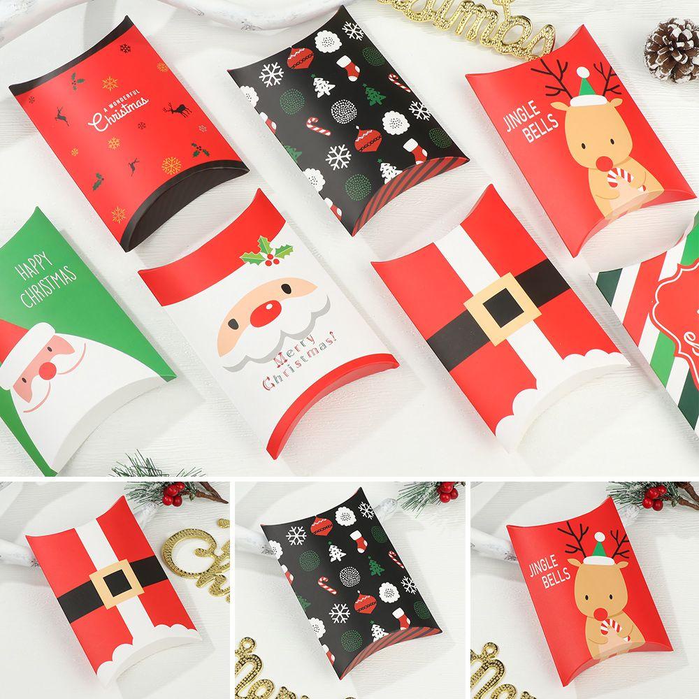 ZAIJIE24 5 / 10 Hộp Giấy Đựng Kẹo Hình Cái Gối Dùng Làm Quà Giáng Sinh Mới