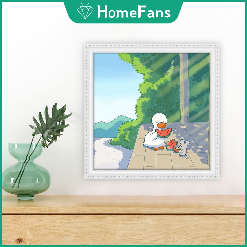 Bộ Tranh Đính Đá 5D Tự Làm 30x30cm / 40x40cm / 50x50cm Hình Vịt Vàng Dễ Thương