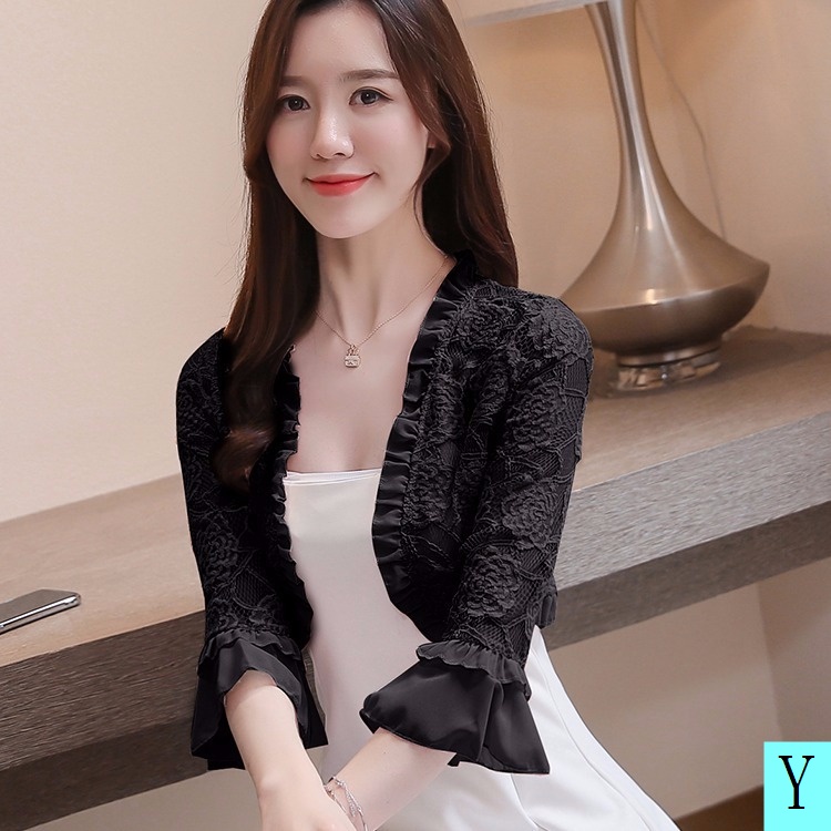 Áo Khoác Cardigan Ren Mỏng Tay Lửng Thời Trang Mùa Hè Dành Cho Nữ