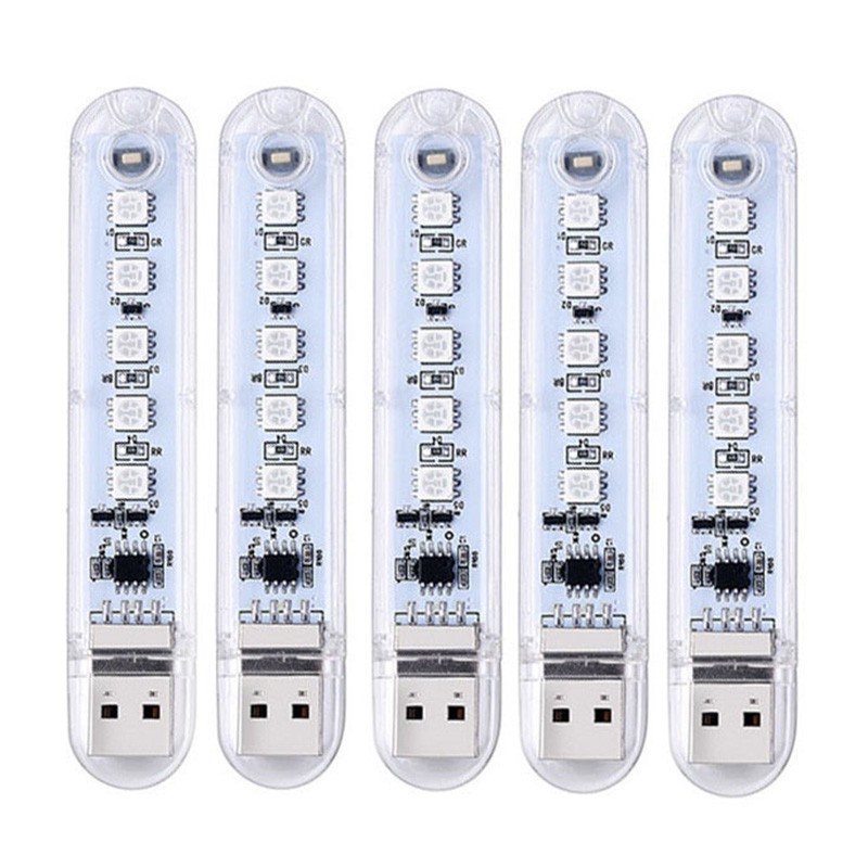 Set 2 Đèn LED USB Mini DC 5V RGB 7 Màu Có Công Tắc Điều Khiển Tiện Dụng