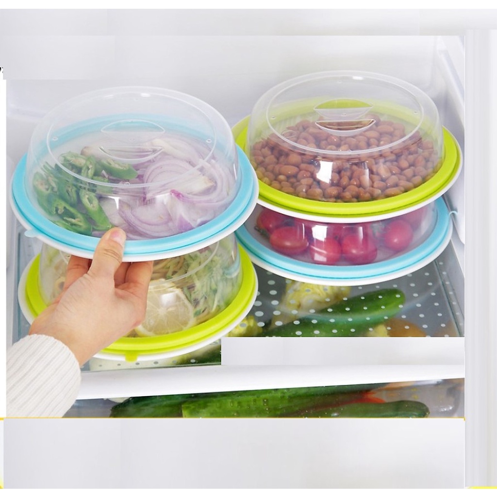 Bộ 3 Nắp Đậy Đĩa Thức Ăn Đa Năng Hút Chân Không ( Dùng Được Lò Vi Sóng, Tủ Lạnh )