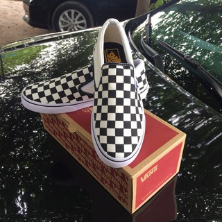 [FULL BOX] Giày lười Slip-On Checkerboard trắng đen