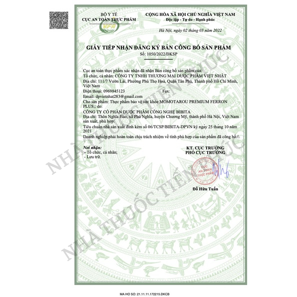 Siro Momotarou Premium Ferron Plus - Hỗ trợ tăng khả năng tạo máu, giảm thiếu máu do thiếu sắt Hộp 20 ống x 10ml