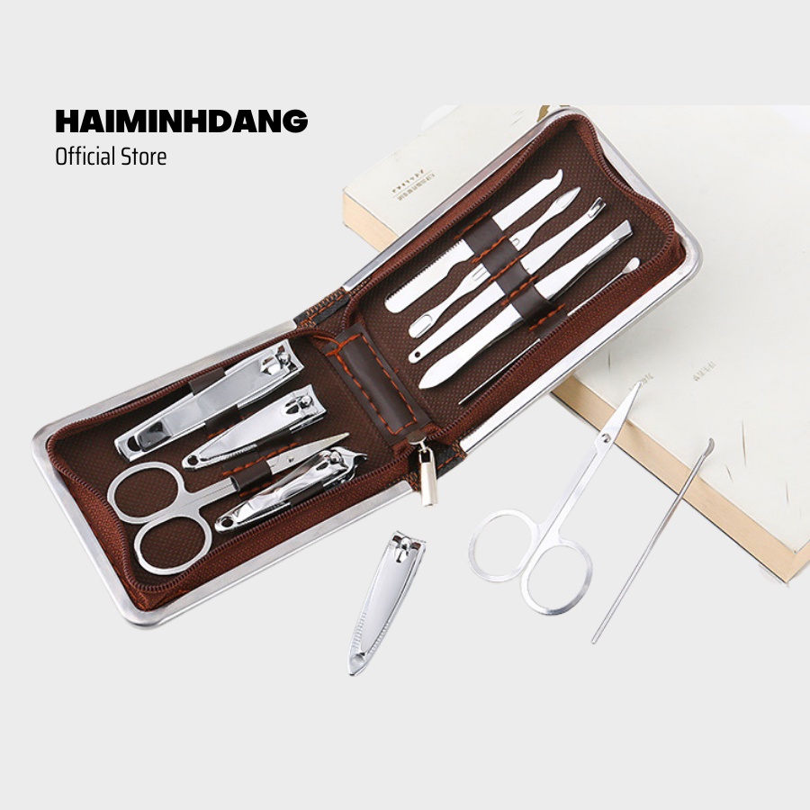 Bộ bấm móng tay, chăm sóc móng 9 món bao da sang trọng