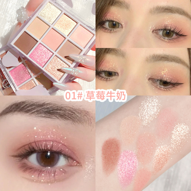 Xixi Bảng phấn mắt chín màu lì thích hợp cho người mới bắt đầu màu sữa taro tông đất | BigBuy360 - bigbuy360.vn