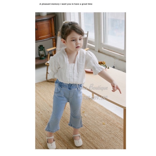 Quần Jeans Cao Cấp Bé Gái xẻ gấu đính đá [Ảnh Thật]