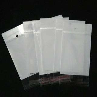 [số 7]  túi opp màng sữa trắng dán mép có lỗ đầu treo gói hàng gói quà tiện lợi - moon shop
