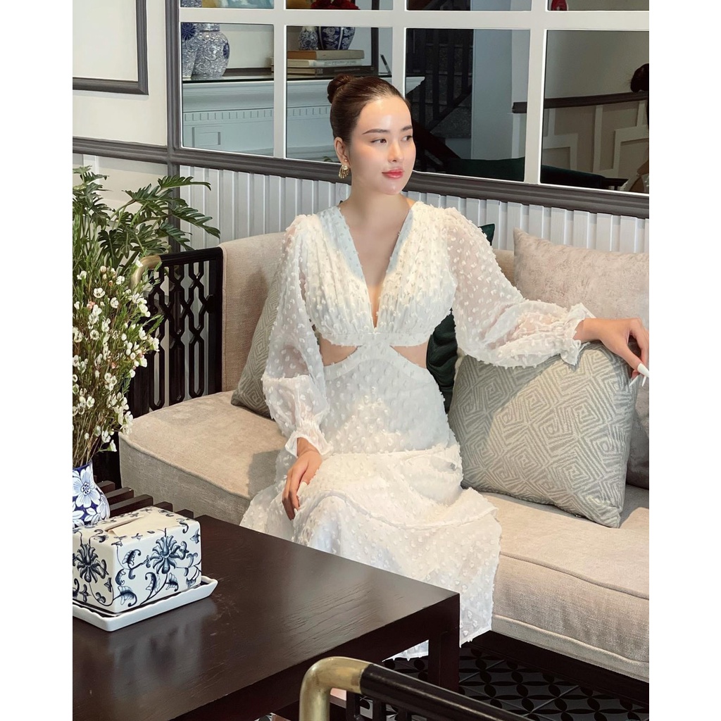 [Maxi] Đầm maxi đi biển lông tầng khoét 2 màu -maxi ngọc lan